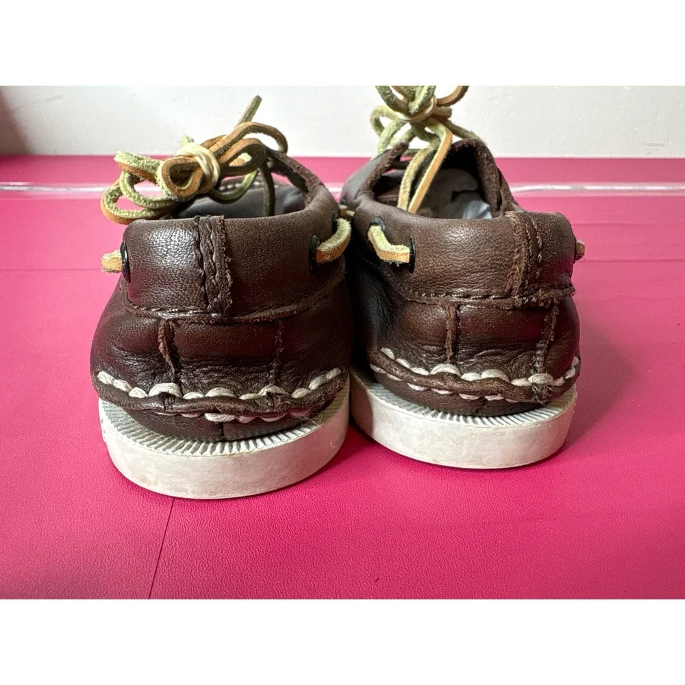 Sperry Boys Authentic Original Brown Leather Boat Shoes 12.5M Preppy Nautical‎